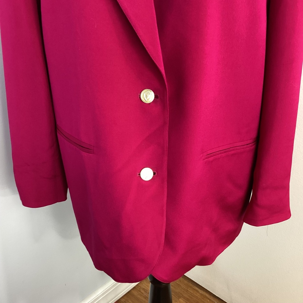 TALBOTS SIZE 10 FUCHSIA 100% SILK BLAZER JACKET CLASSIC ELEGANT FEMININE - Picture 7 of 11